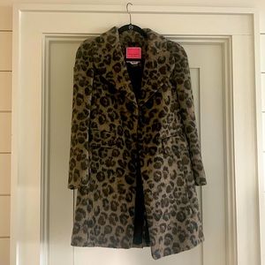 Kate Spade, Animal Print, Faux Fur Coat. Size 2. Like new. Worn once.